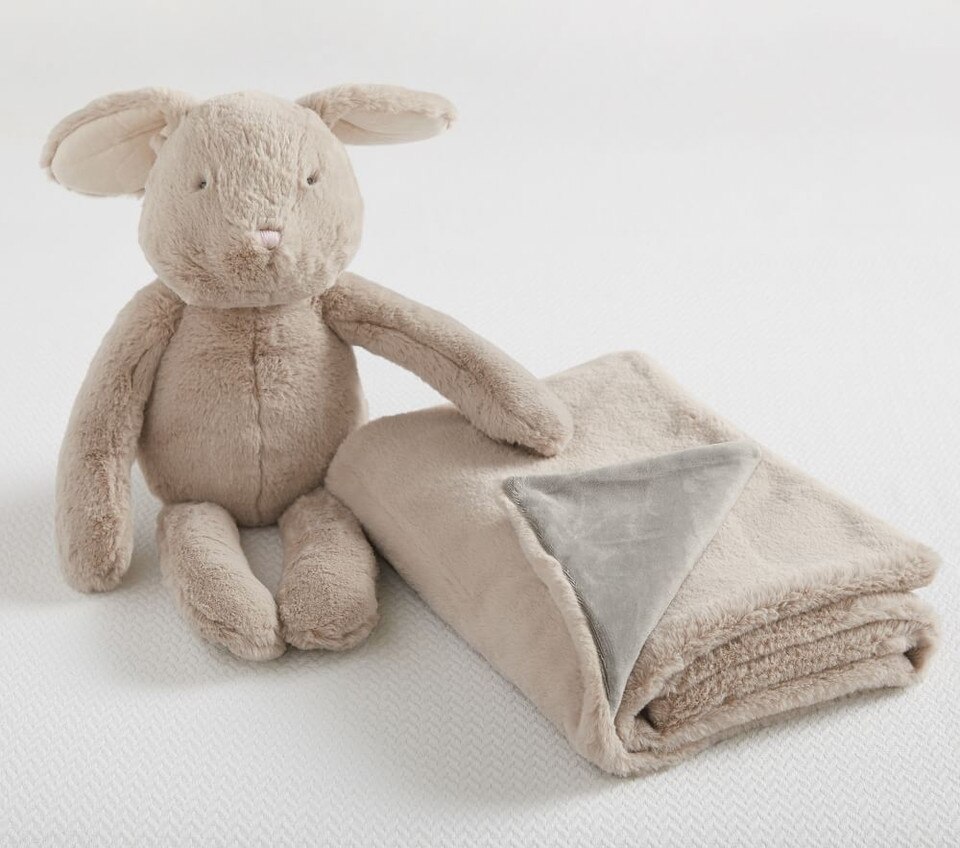 Plush Bunny Stuffed Animal and Blanket Set Pottery Barn Kids UK
